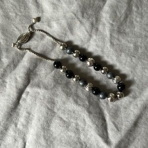 David Yurman Beaded Bracelet with Black, Grey and Silver beading.